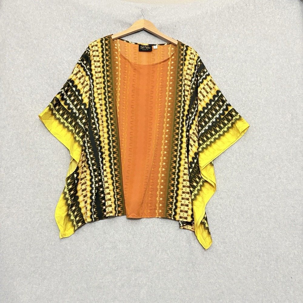 Bob Mackie Wearable Art 1X Flowy Kimono Lightweight Poncho Top Blouse